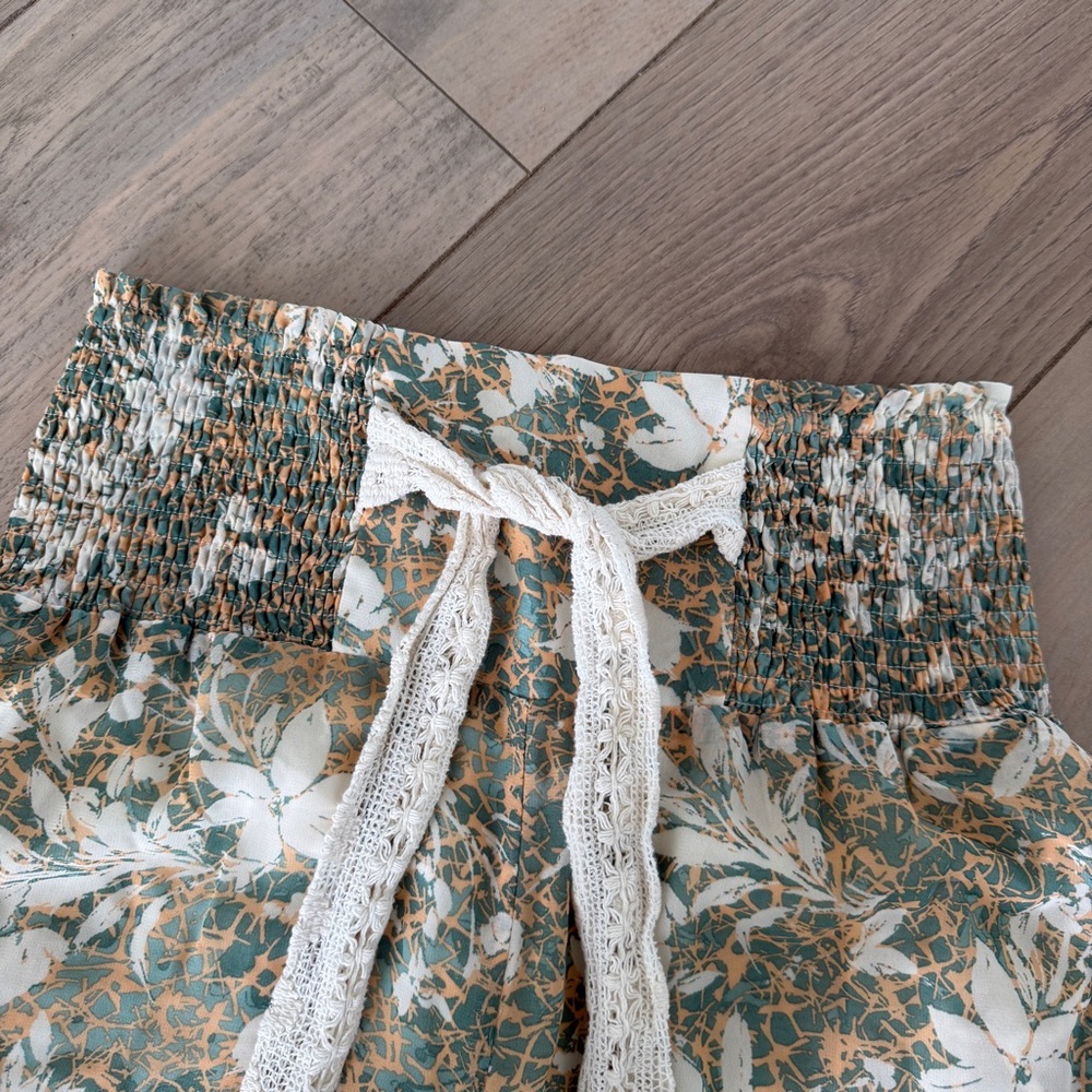 Miss Me Floral Wide Leg Pants with Lace Detail